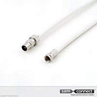Coax RG 6 kabel, IEC naar F, 3 m, m/m