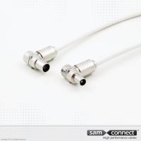 Coax RG 6 kabel, IEC haakse connectoren, 3 m, m/f