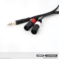 6.3 mm stereo J. naar 2x XLR kabel, 1.5 m, m/m, GP