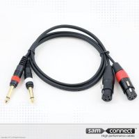 2x XLR naar 2x 6.3mm Jack kabel, 3m, f/m