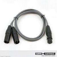 XLR naar 2x XLR kabel, 1m, f/m